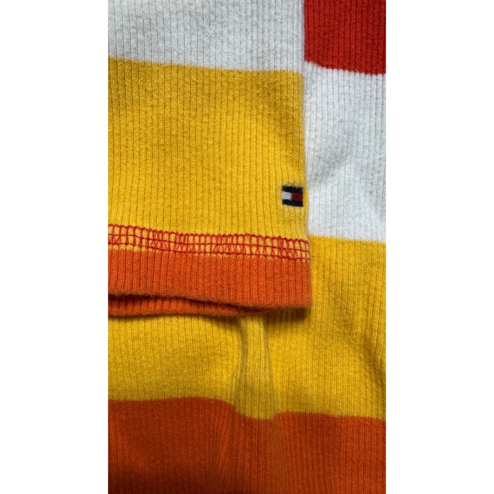 Tommy Hilfiger Womens Striped Rugby Polo Shirt Orange Yellow Red Long Sleeve M - Picture 2 of 5